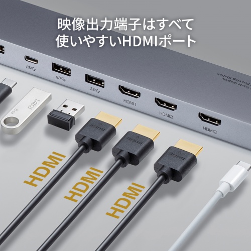 ドッキングステーション（タイプC・HDMI・3画面出力対応） USB-CVDK13 サンワサプライ