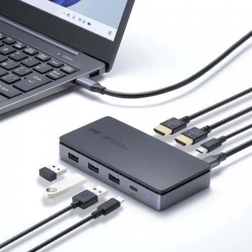 ドッキングステーション（USB Type-C・HDMI×2・LANなし・4K/30Hz・PD100W対応・コンパクト・2画面出力・PD充電・据え置き）