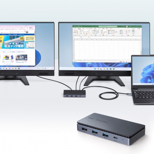 ドッキングステーション（USB Type-C・HDMI×2・LANなし・4K/30Hz・PD100W対応・コンパクト・2画面出力・PD充電・据え置き）