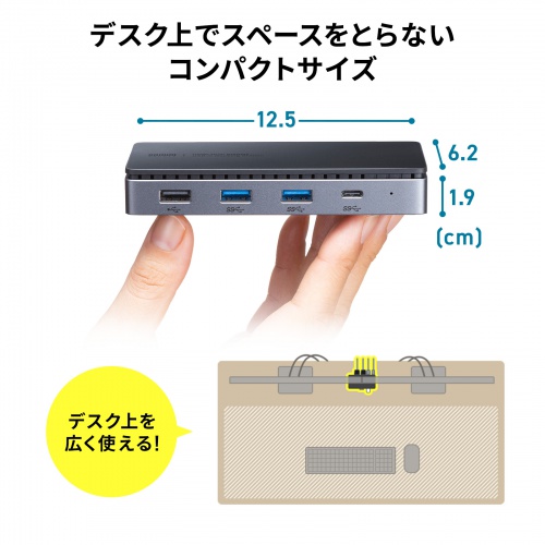 ドッキングステーション（USB Type-C・HDMI×2・LANなし・4K/30Hz・PD100W対応・コンパクト・2画面出力・PD充電・据え置き）