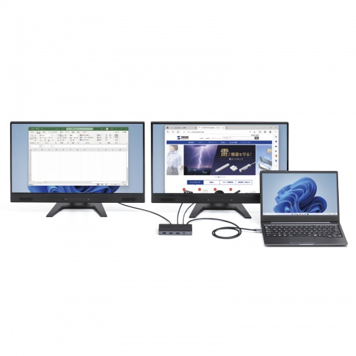ドッキングステーション（タイプCハブ・HDMI2つ・LAN無し・4K/60Hz・PD100W対応・画面出力・PD充電・据え置き） USB-CVDK17 サンワサプライ