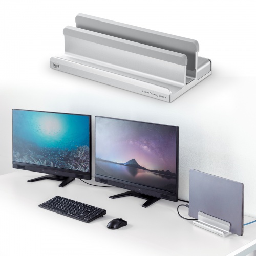ドッキングステーション（Type-C接続・2画面出力・HDMI2ポート搭載・スタンド型・クラムシェル・ノートパソコンスタンド対応・4K/60Hz・PD100W・USB Aポート×2・有線LAN対応）