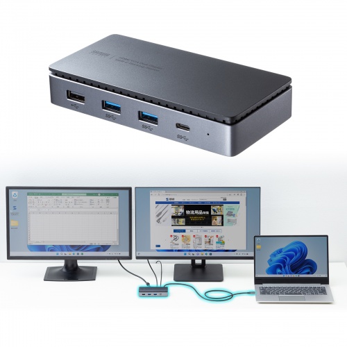 ドッキングステーション（2画面出力・HDMI / VGA 対応・USB Type-C・コンパクトサイズ・PD100W対応・LANポートUSB Aポート・Windows/Mac）