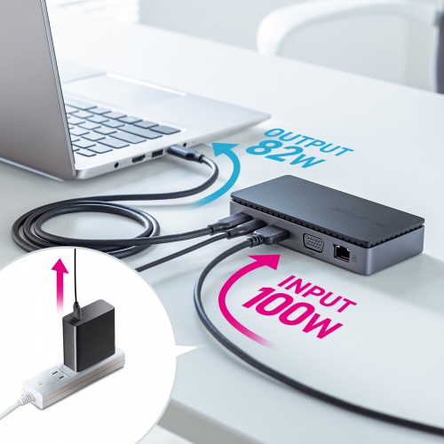 ドッキングステーション（2画面出力・HDMI / VGA 対応・USB Type-C・コンパクトサイズ・PD100W対応・LANポートUSB Aポート・Windows/Mac）