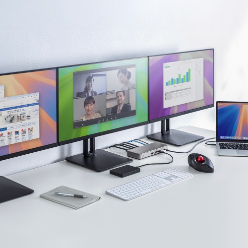 ドッキングステーション（3画面・4K/60Hz・Mac/Win対応・USB-C接続・HDMI×3 DP×2・据え置き型・11-in-1・シルバー）