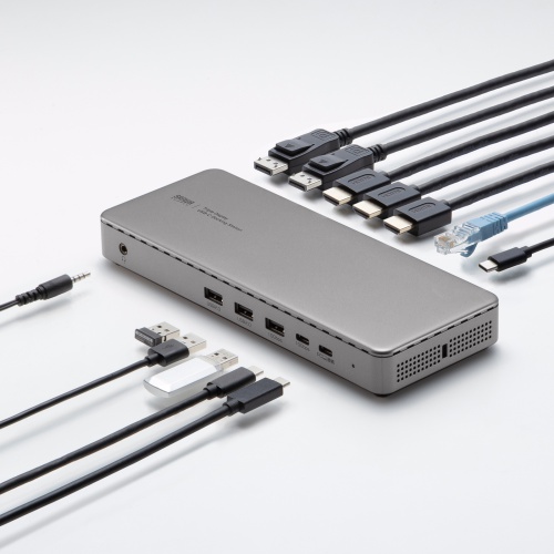 ドッキングステーション（3画面・4K/60Hz・Mac/Win対応・USB-C接続・HDMI×3 DP×2・据え置き型・11-in-1・シルバー）