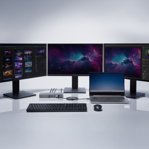 ドッキングステーション（3画面・4K/60Hz・Mac/Win対応・USB-C接続・HDMI×3 DP×2・据え置き型・11-in-1・シルバー）