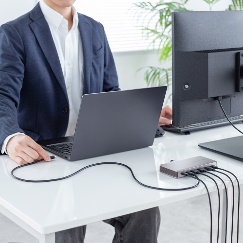 ドッキングステーション（2画面・4K・10-in-1・USB-C接続・PD100W充電・HDMI×2・USB-A×5・USB-C×2・据え置き型・シルバー）