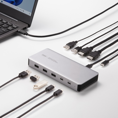 ドッキングステーション（2画面・4K・10-in-1・USB-C接続・PD100W充電・HDMI×2・USB-A×5・USB-C×2・据え置き型・シルバー）
