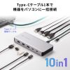 ドッキングステーション（2画面・4K・10-in-1・USB-C接続・PD100W充電・HDMI×2・USB-A×5・USB-C×2・据え置き型・シルバー）
