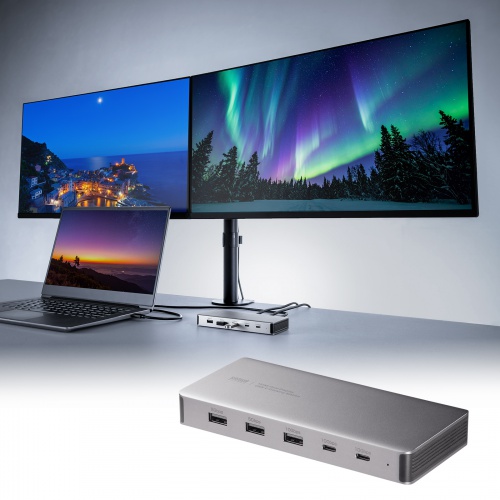 ドッキングステーション（2画面・4K・10-in-1・USB-C接続・PD100W充電・HDMI×2・USB-A×5・USB-C×2・据え置き型・シルバー）