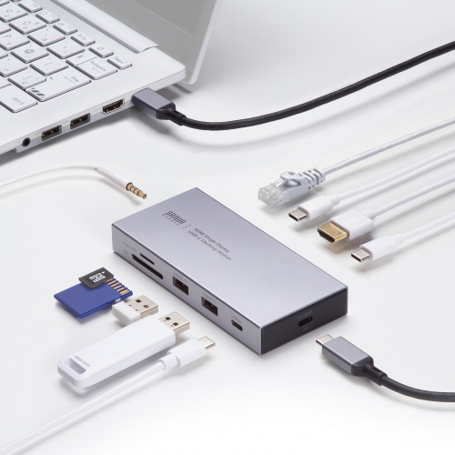ドッキングステーション（Type-C・10-in-1・HDMI・1画面・4K/60Hz・PD急速充電・SDカードリーダー・LAN・MACアドレスパススルー・コンパクト・ケーブル着脱式）