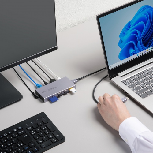 ドッキングステーション（Type-C・10-in-1・HDMI・1画面・4K/60Hz・PD急速充電・SDカードリーダー・LAN・MACアドレスパススルー・コンパクト・ケーブル着脱式）
