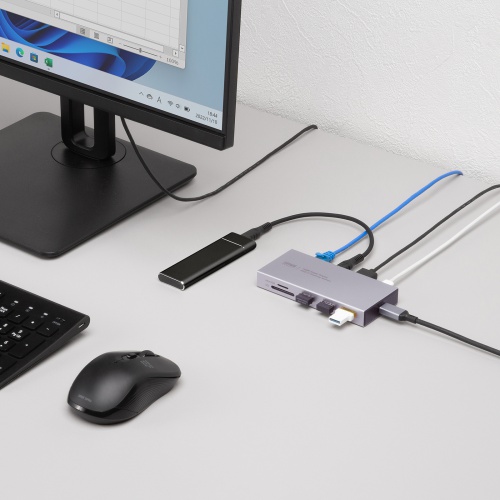 ドッキングステーション（Type-C・10-in-1・HDMI・1画面・4K/60Hz・PD急速充電・SDカードリーダー・LAN・MACアドレスパススルー・コンパクト・ケーブル着脱式）