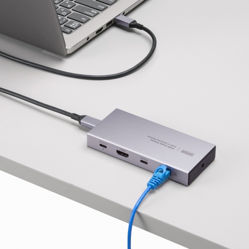 ドッキングステーション（Type-C・10-in-1・HDMI・1画面・4K/60Hz・PD急速充電・SDカードリーダー・LAN・MACアドレスパススルー・コンパクト・ケーブル着脱式）