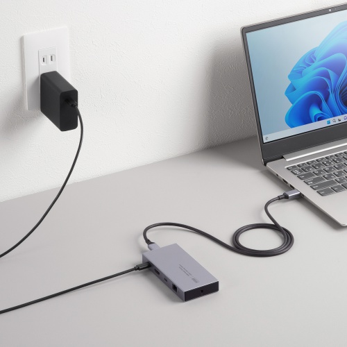ドッキングステーション（Type-C・10-in-1・HDMI・1画面・4K/60Hz・PD急速充電・SDカードリーダー・LAN・MACアドレスパススルー・コンパクト・ケーブル着脱式）
