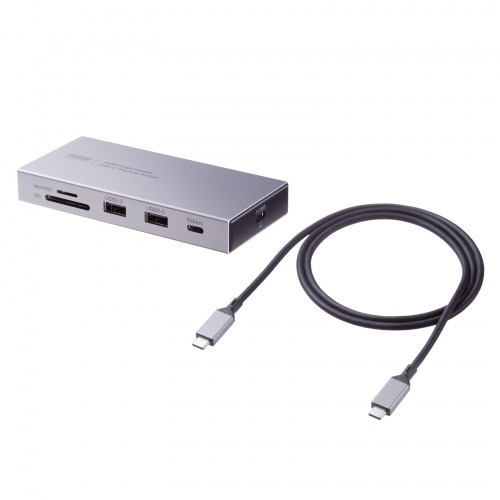 ドッキングステーション（Type-C・10-in-1・HDMI・1画面・4K/60Hz・PD急速充電・SDカードリーダー・LAN・MACアドレスパススルー・コンパクト・ケーブル着脱式）