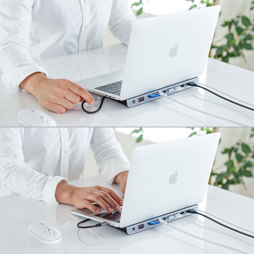 ドッキングステーション（タイプCハブ・USBハブ・タイプC・HDMI・VGA・LAN・２画面・デュアル・PD） USB-CVDK8 サンワサプライ