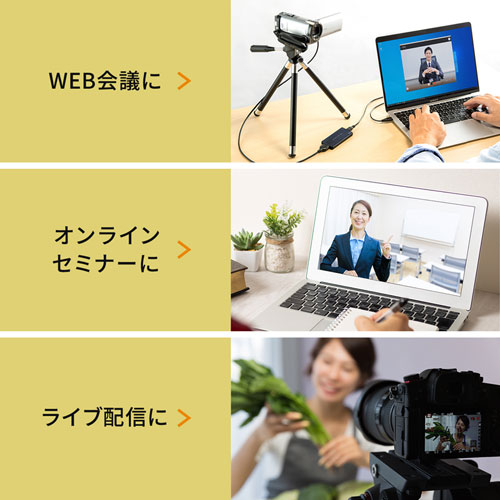 USB-HDMIカメラアダプタ（USB2.0・キャプチャーアダプタ・WEBカメラ化・Zoom・Skype）
