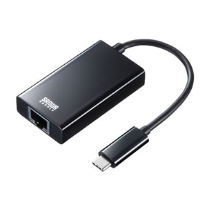 【訳あり 新品】TypeC-LAN変換アダプタ（USB3.2・USBハブポート付・ギガビット対応・おすすめ・ブラック） USB-CVLAN4BKN サンワサプライ
