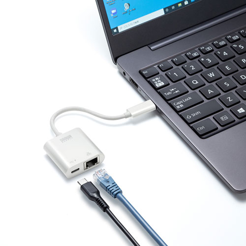 TypeC-LAN変換アダプタ（USB3.2・PD対応・ギガビット対応・おすすめ・ホワイト） USB-CVLAN7W サンワサプライ