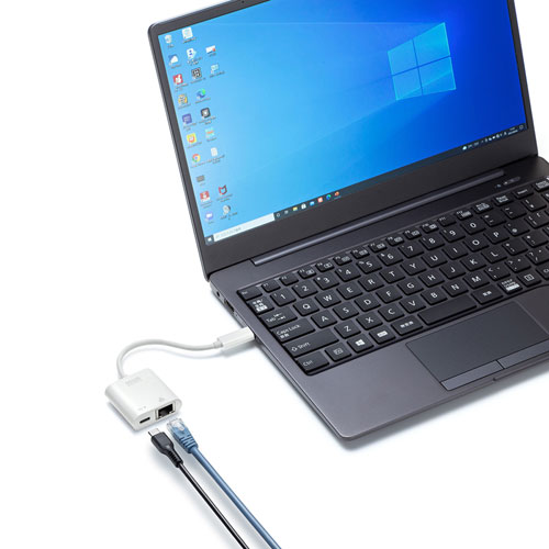 TypeC-LAN変換アダプタ（USB3.2・PD対応・ギガビット対応・おすすめ・ホワイト） USB-CVLAN7W サンワサプライ