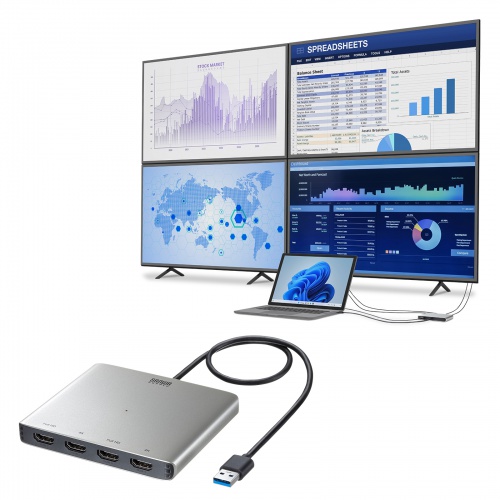 USB-HDMIディスプレイアダプタ（4K/30Hz対応・4画面出力・USB-A接続・変換アダプタ）