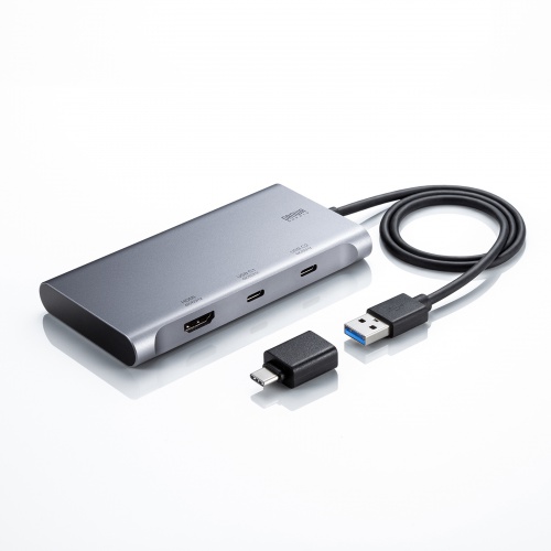 USB C - HDMI 変換アダプタ（4K×3・拡張・3画面・HDMI×1 USB C×2・ディスプレイアダプタ・トリプルディスプレイ・Win Mac対応）