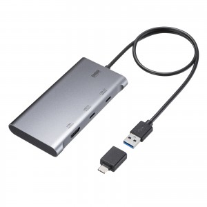 USB C - HDMI 変換アダプタ（4K×3・拡張・3画面・HDMI×1 USB C×2・ディスプレイアダプタ・トリプルディスプレイ・Win Mac対応）