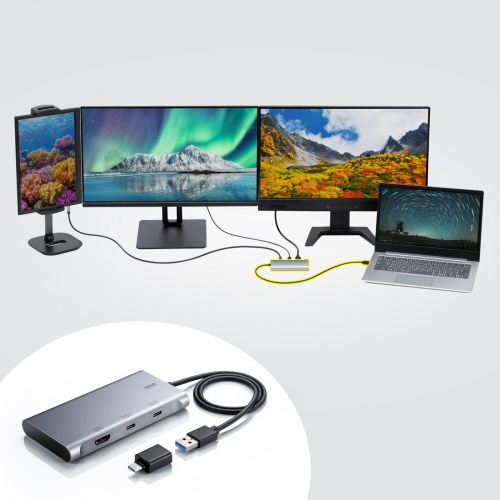USB C - HDMI 変換アダプタ（4K×3・拡張・3画面・HDMI×1 USB C×2・ディスプレイアダプタ・トリプルディスプレイ・Win Mac対応）
