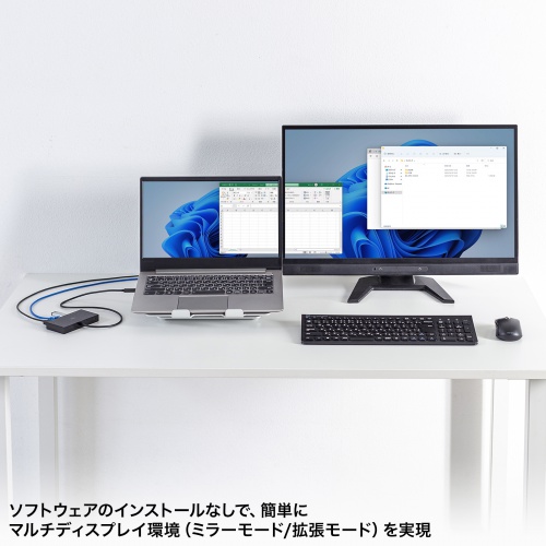 ドッキングステーション（Type-C 接続・5 in 1・HDMI 1つ・4K/60Hz・USB A 2つ・PD100W・LANポート・面ファスナー固定・ケーブル長 50cm）