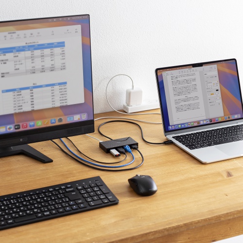 ドッキングステーション（Type-C 接続・5 in 1・HDMI 1つ・4K/60Hz・USB A 2つ・PD100W・LANポート・面ファスナー固定・ケーブル長 50cm）