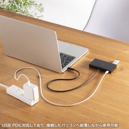 ドッキングステーション（Type-C 接続・5 in 1・HDMI 1つ・4K/60Hz・USB A 2つ・PD100W・LANポート・面ファスナー固定・ケーブル長 50cm）