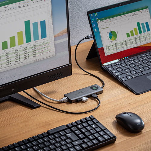 ドッキングステーション（タイプCハブ・USBハブ・Type-C・USB3.2 Gen2対応・HDR対応・PD対応・セルフパワー・バスパワー・シルバー） USB-DKM1 サンワサプライ