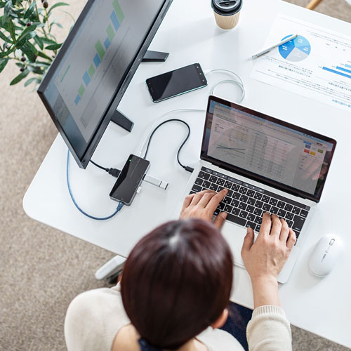 ドッキングステーション（タイプCハブ・USBハブ・VGA・HDMI・DisplayPort・LAN・モバイル・おすすめ・ROG AIIｙ・Steam Deck） USB-DKM2BK サンワサプライ