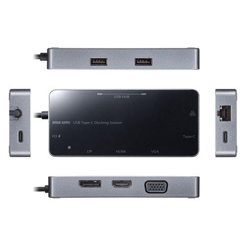 ドッキングステーション（タイプCハブ・USBハブ・VGA・HDMI・DisplayPort・LAN・モバイル・おすすめ・ROG AIIｙ・Steam Deck） USB-DKM2BK サンワサプライ