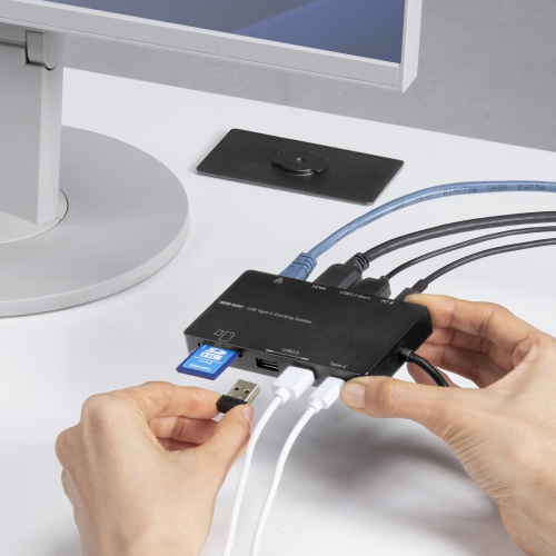 Type-C ドッキングステーション（9-in-1・机固定・ハブ・USB PD・HDMI・SD・MicroSD・カードリーダー・USB3.2・Gen1・DisplayPort Alt mode）