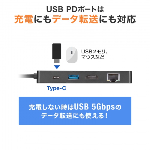 Type-C ドッキングステーション（9-in-1・机固定・ハブ・USB PD・HDMI・SD・MicroSD・カードリーダー・USB3.2・Gen1・DisplayPort Alt mode）