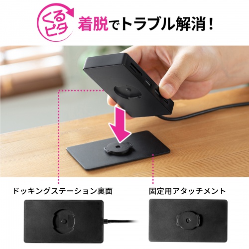 Type-C ドッキングステーション（9-in-1・机固定・ハブ・USB PD・HDMI・SD・MicroSD・カードリーダー・USB3.2・Gen1・DisplayPort Alt mode）