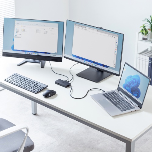 Type-C ドッキングステーション（ハブ・2画面出力・7-in-1・Type-Cモニター対応・4K/60Hz・8K対応・HDMI・PD充電・USB3.0・5Gbps・ブラック）