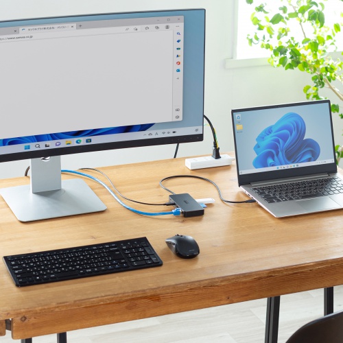 Type-C ドッキングステーション（ハブ・2画面出力・7-in-1・Type-Cモニター対応・4K/60Hz・8K対応・HDMI・PD充電・USB3.0・5Gbps・ブラック）