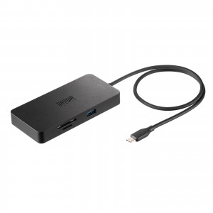 Type-C ドッキングステーション（ハブ・2画面出力・7-in-1・Type-Cモニター対応・4K/60Hz・8K対応・HDMI・PD充電・USB3.0・5Gbps・ブラック）