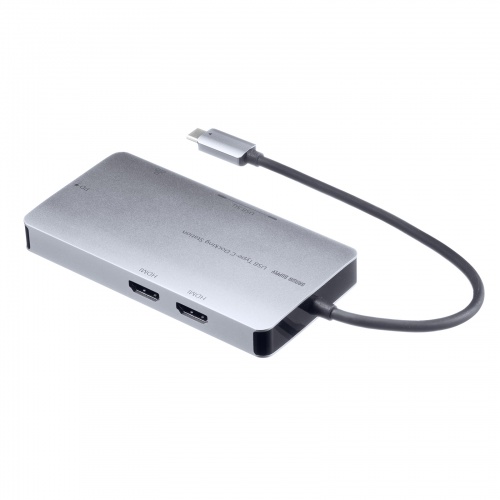 ドッキングステーション（タイプCハブ・HDMI・4K・L型アダプタ・PD100W・スマートPD対応・ケーブル長20cm・モバイル） USB-DKM8S サンワサプライ