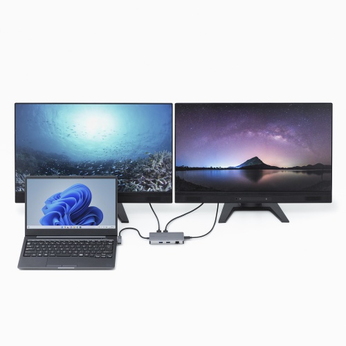 ドッキングステーション（タイプCハブ・HDMI・4K・L型アダプタ・PD100W・スマートPD対応・ケーブル長20cm・モバイル） USB-DKM8S サンワサプライ