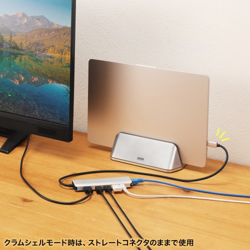ドッキングステーション（Type-C 接続・6in1・HDMI 1つ・4K/120Hz・8K/30Hz・PD100W・コンパクト・USB A 2つ・LAN・L字変換アダプタ・ケーブル長50cm）