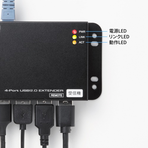 USBエクステンダー（USB2.0・最大50m・USB4ポートハブ付き）