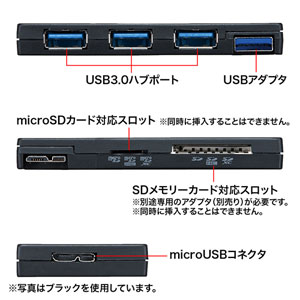 【アウトレット･訳あり・セール】SDカードリーダー付きUSBハブ(USB3.0・シルバー)