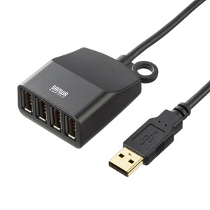 延長用4ポートUSB2.0ハブ(1.5m・ブラック)