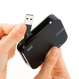 LANアダプタ-内蔵3ポートUSB2.0ハブ（ブラック）