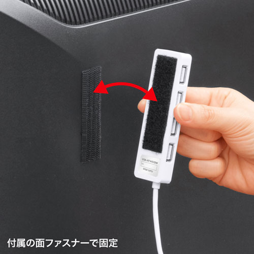 【訳あり 新品】USB2.0ハブ（HDD接続対応・4ポート・面ファスナー付・ホワイト）